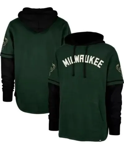 '47 Men's NBA Hunter Milwaukee Bucks Trifecta Shortstop Pullover Hoodie