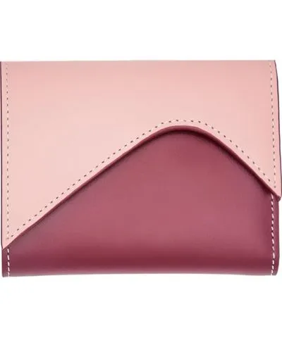 Absurde Women's Pink / Purple Mountain Pink And Burgundy Leather Trifold Wallet