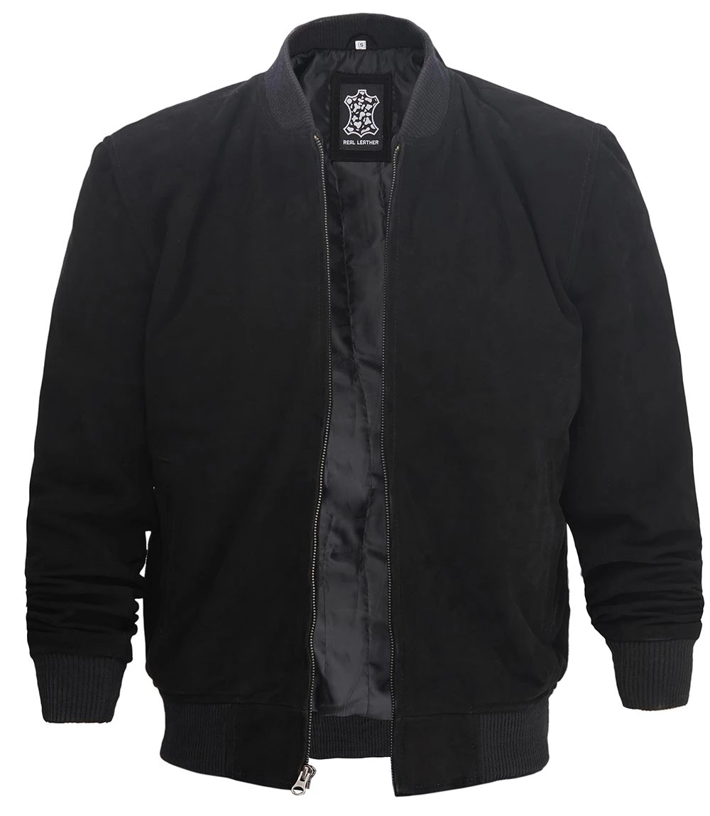 Adamsville Men's Black Suede Bomber Jacket