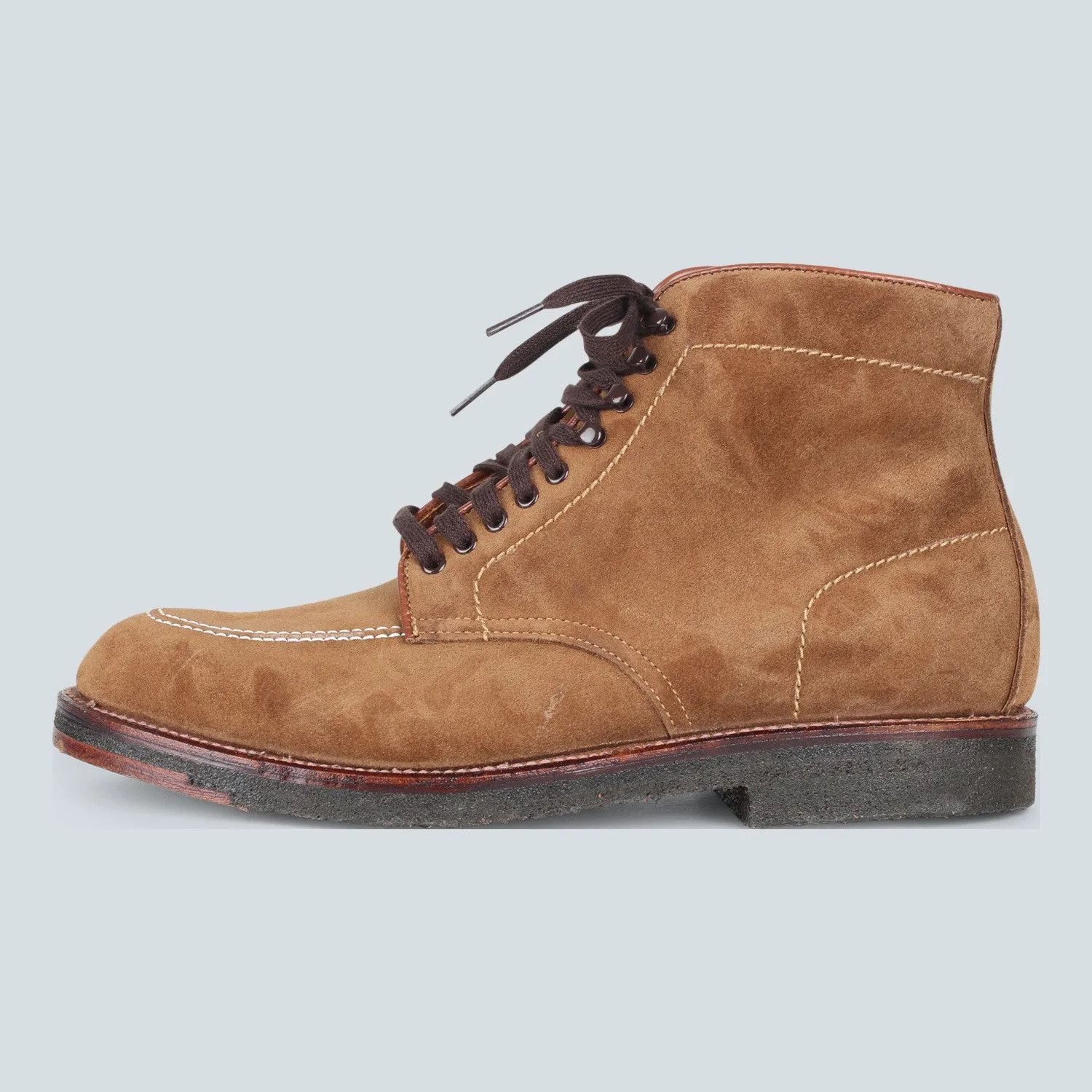 Alden Snuff Suede Plain Toe Boot with Crepe Sole.