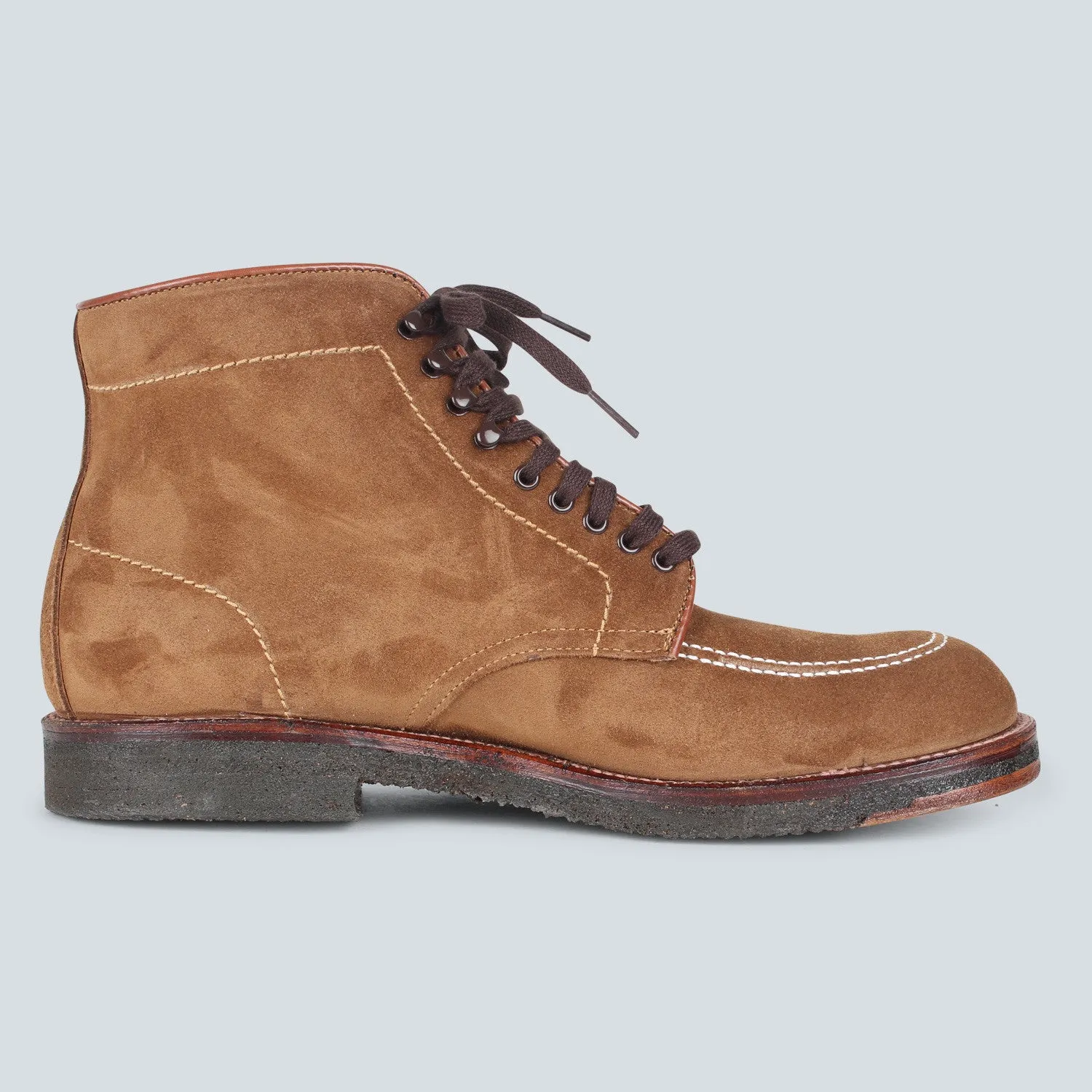 Alden Snuff Suede Plain Toe Boot with Crepe Sole.