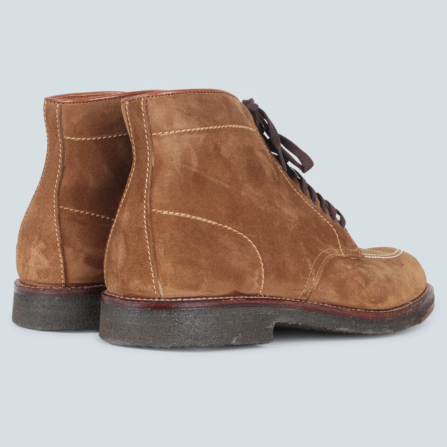 Alden Snuff Suede Plain Toe Boot with Crepe Sole.