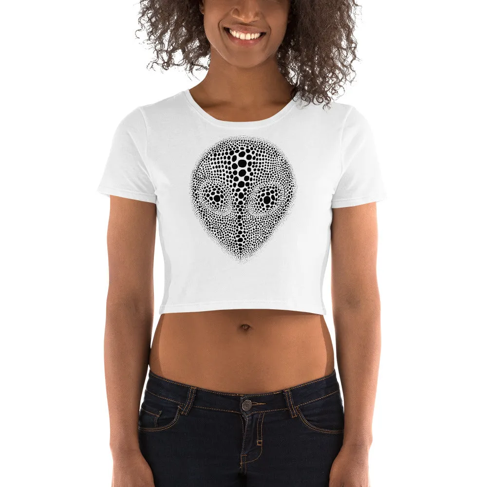 Alien Head Illusion Graphic Crop Tee.