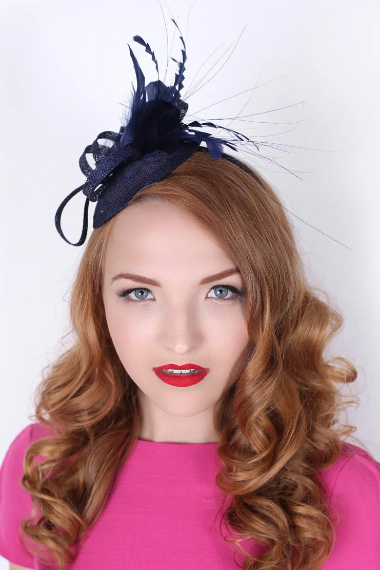 Arianna Navy Blue Fascinator - shop now.