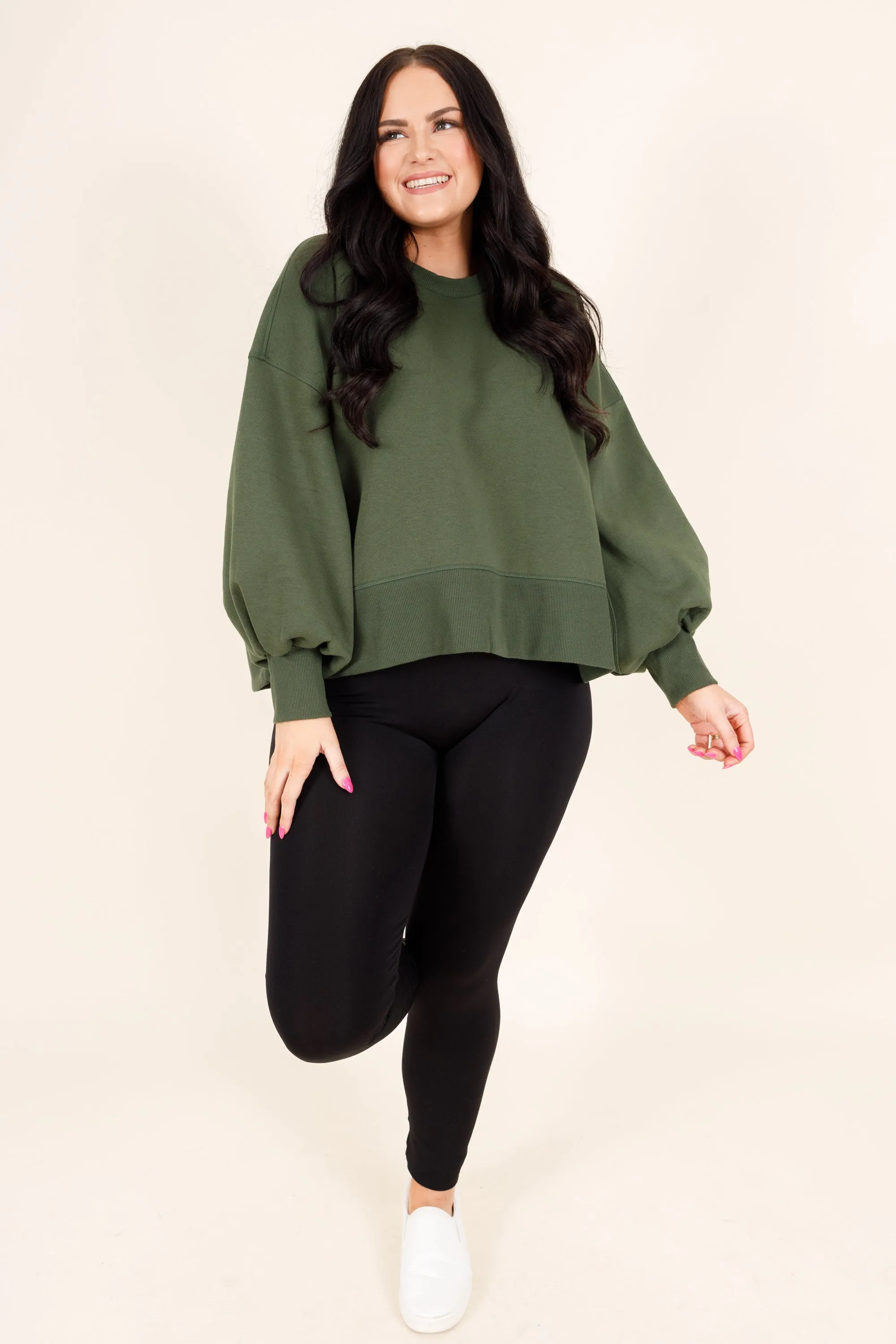 Army Green Feeling Free Pullover - Shop Now!