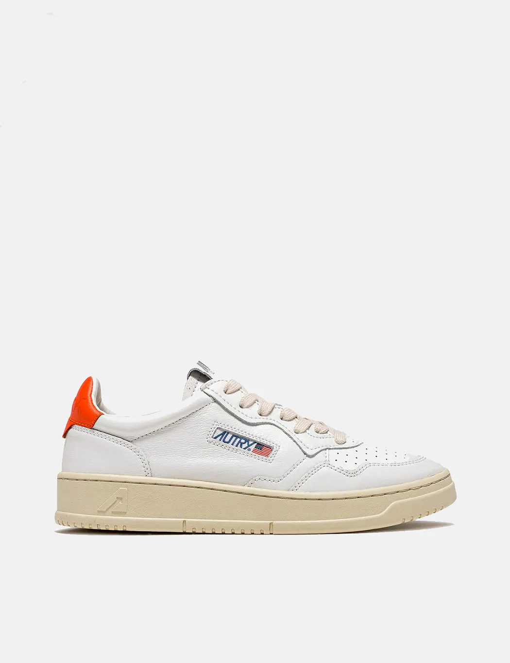 Autry Medalist White/Orange Leather Trainers