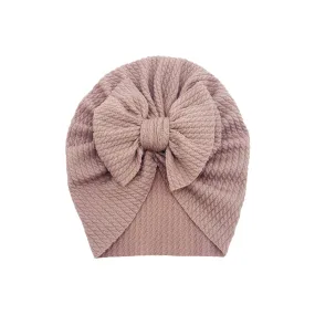 Baby Hattie Bow Turban - Blush hairstyle