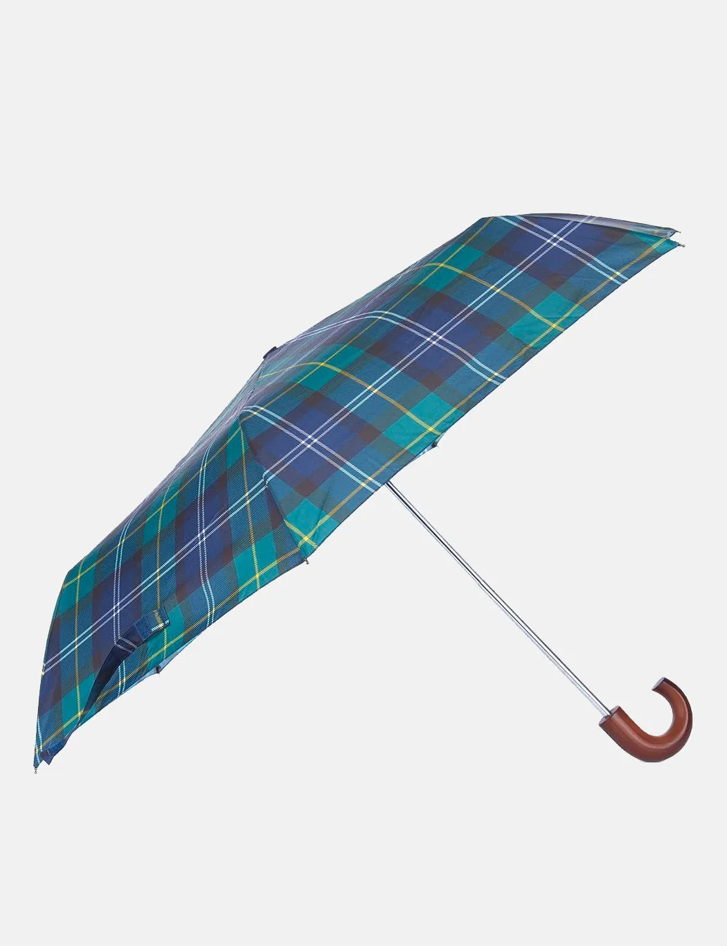 Barbour Green Mini Umbrella with Tartan Design - Buy Now!