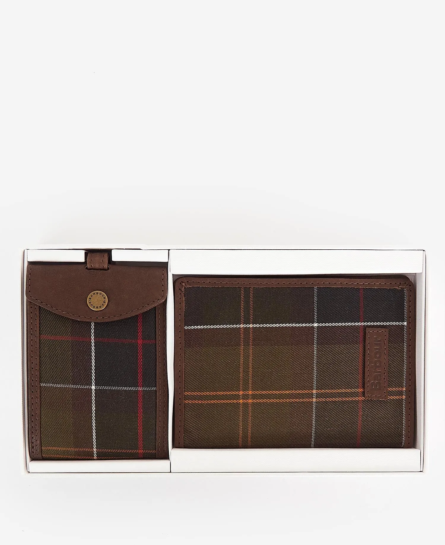 Barbour Leather and Tartan Travel Set