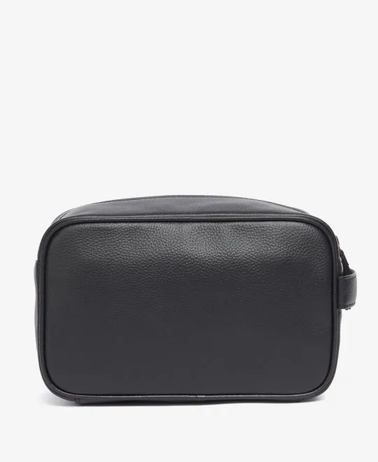 Barbour Leather Washbag with Debossed Logo