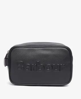 Barbour Leather Washbag with Debossed Logo