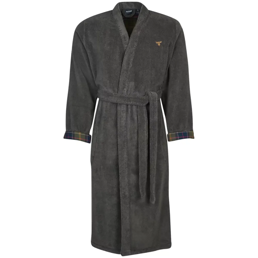 Barbour men's charcoal dressing gown - Lachlan model.