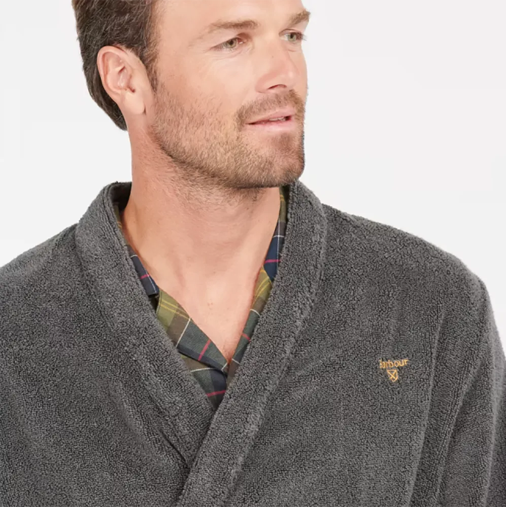 Barbour men's charcoal dressing gown - Lachlan model.