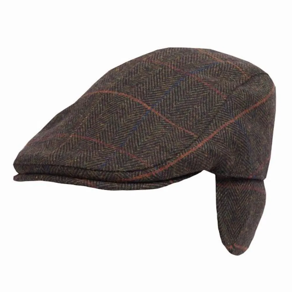 Barbour Men's Olive Herringbone Cheviot Flat Cap