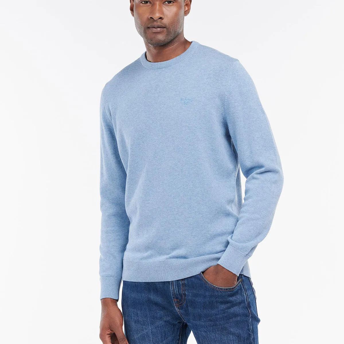 Barbour Pima Cotton Crew Neck Jumper Dark Chambray price