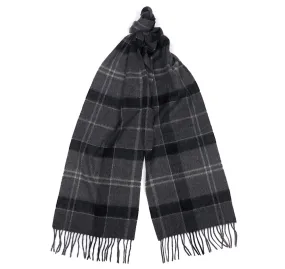 Barbour Tartan Cashmere Scarf Black Grey