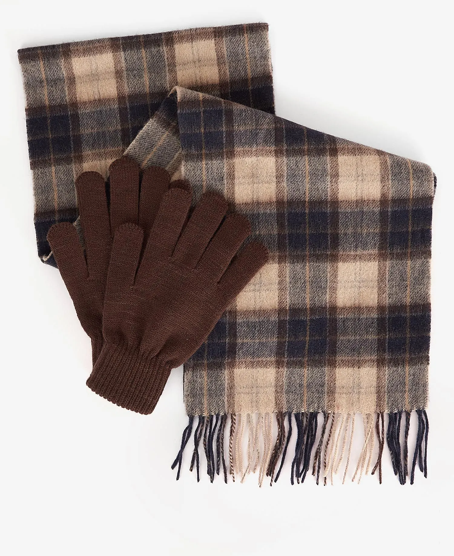 Barbour Tartan Scarf and Gloves Set