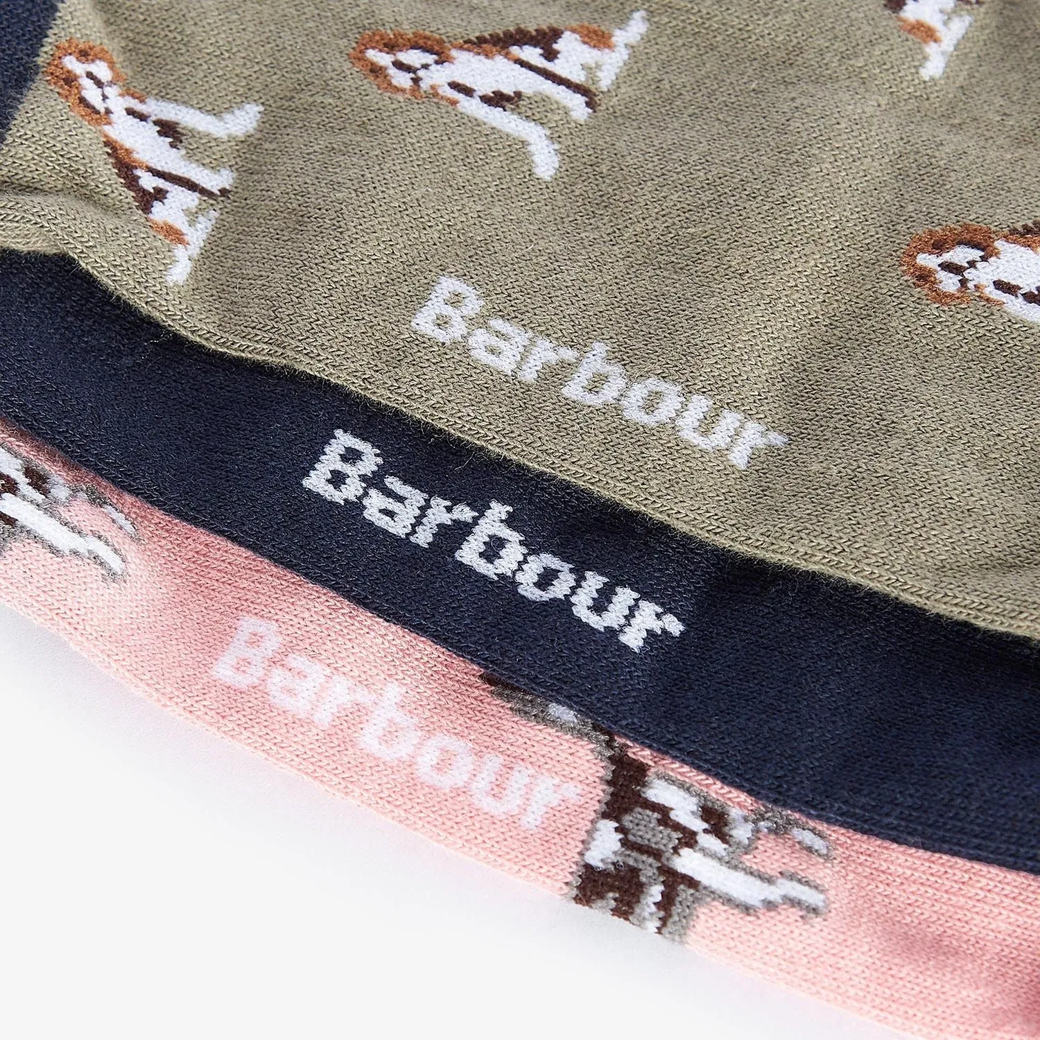 Barbour Women's Multi Dog Socks - Glenmore Olive, Set of 3