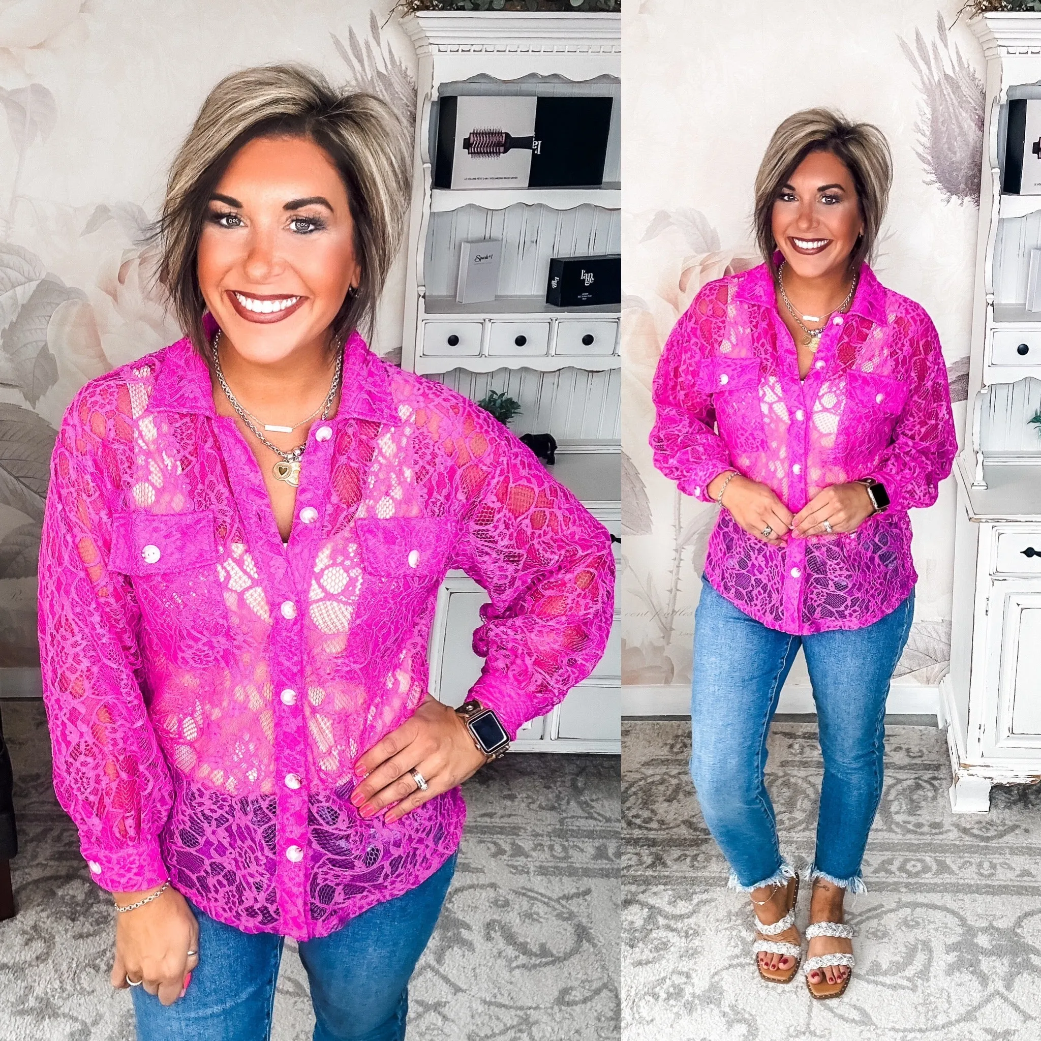 Best Magenta Lace Shacket