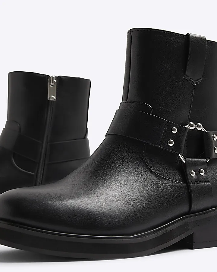 Black Ankle Biker Boots