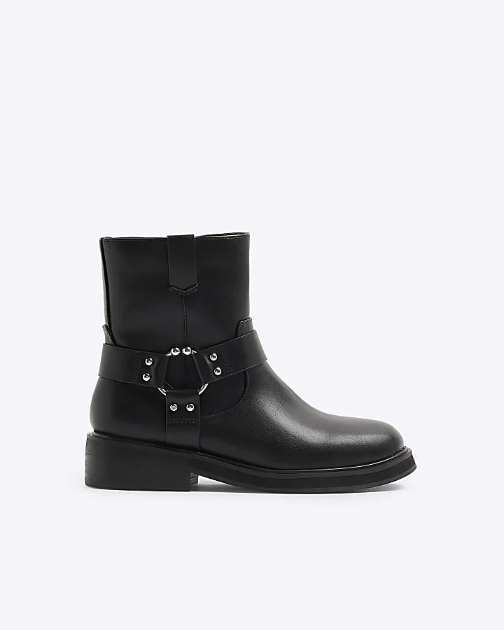 Black Ankle Biker Boots