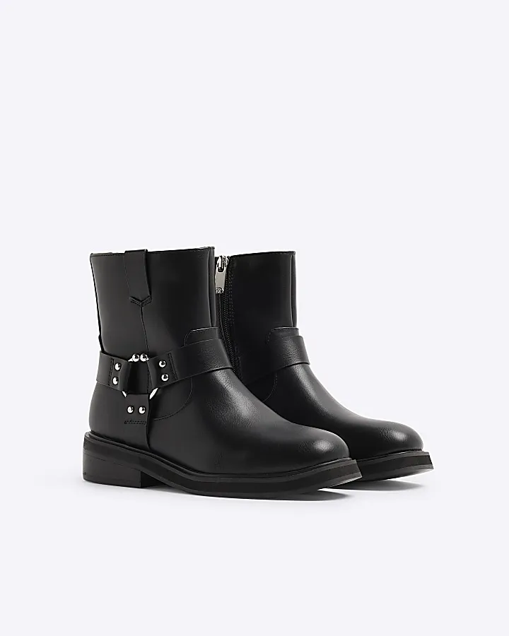 Black Ankle Biker Boots