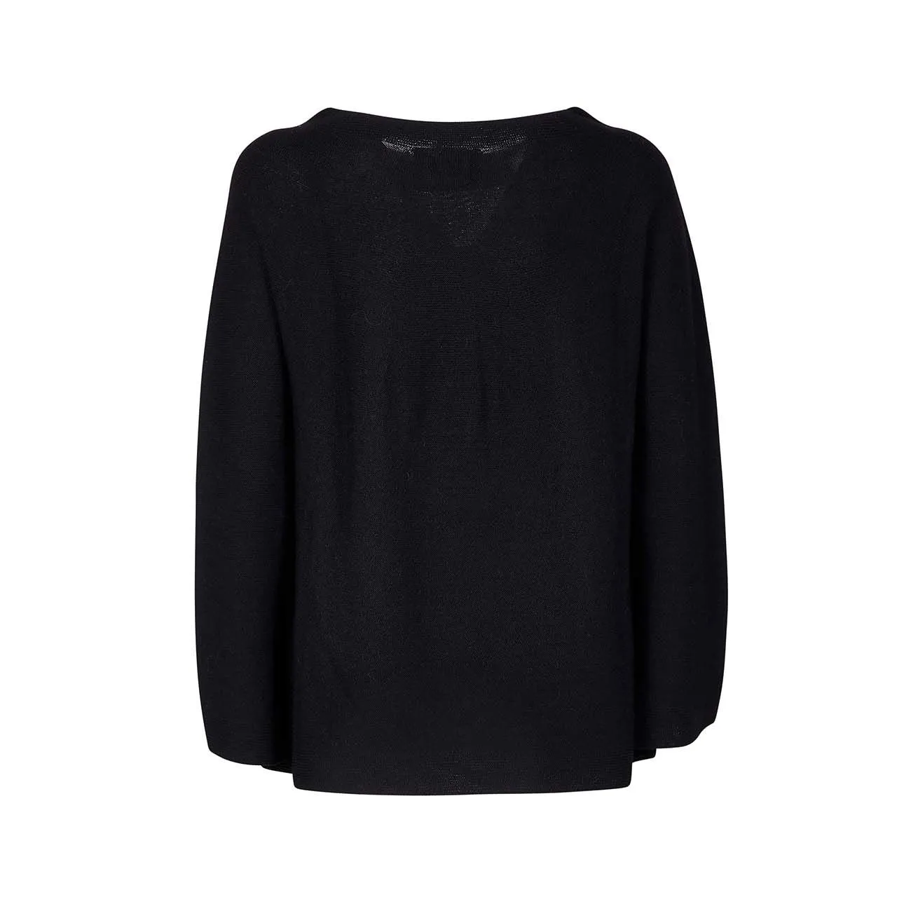 Black Boat Neck Wool Sweater Women