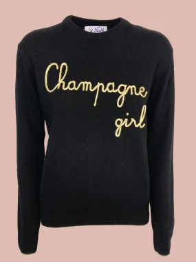 Black Champagne Girl Pullover