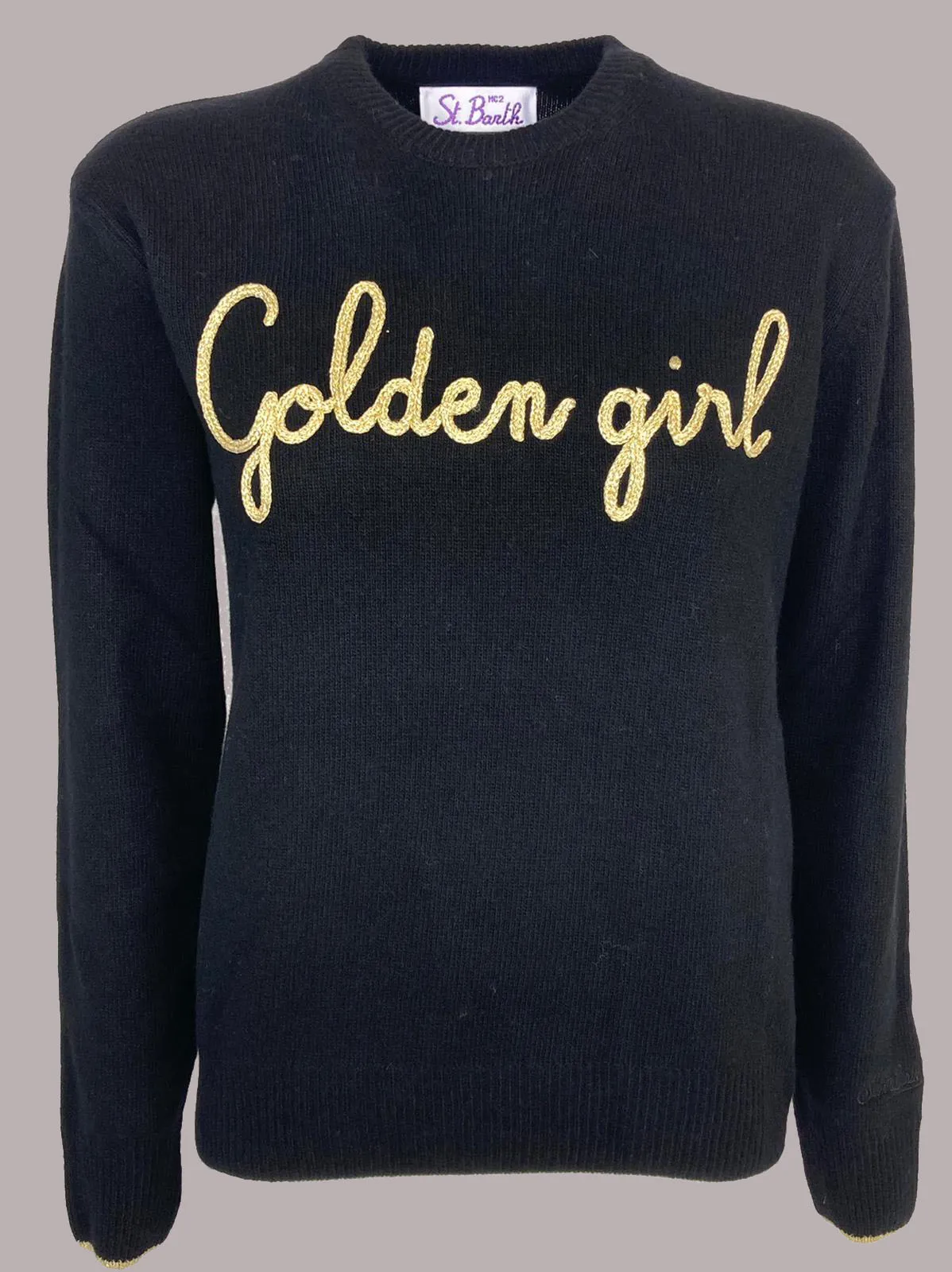 Black Embroidered Golden Girl Women's Pullover