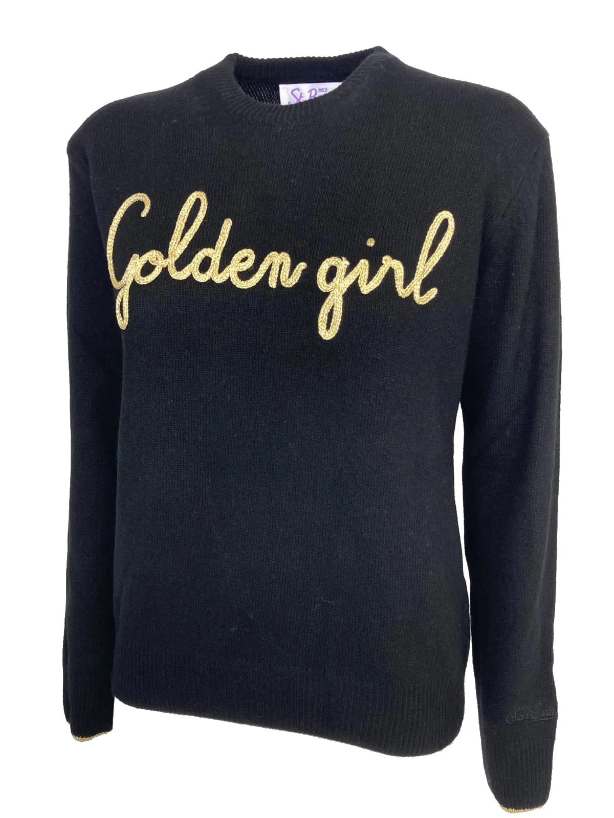 Black Embroidered Golden Girl Women's Pullover