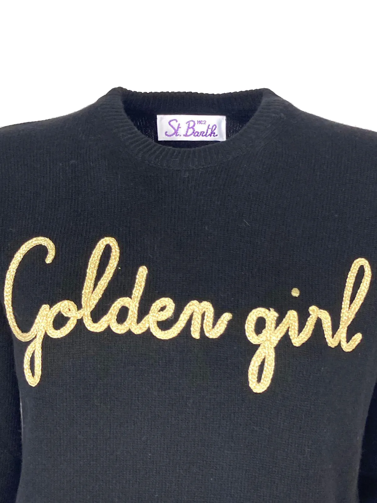 Black Embroidered Golden Girl Women's Pullover