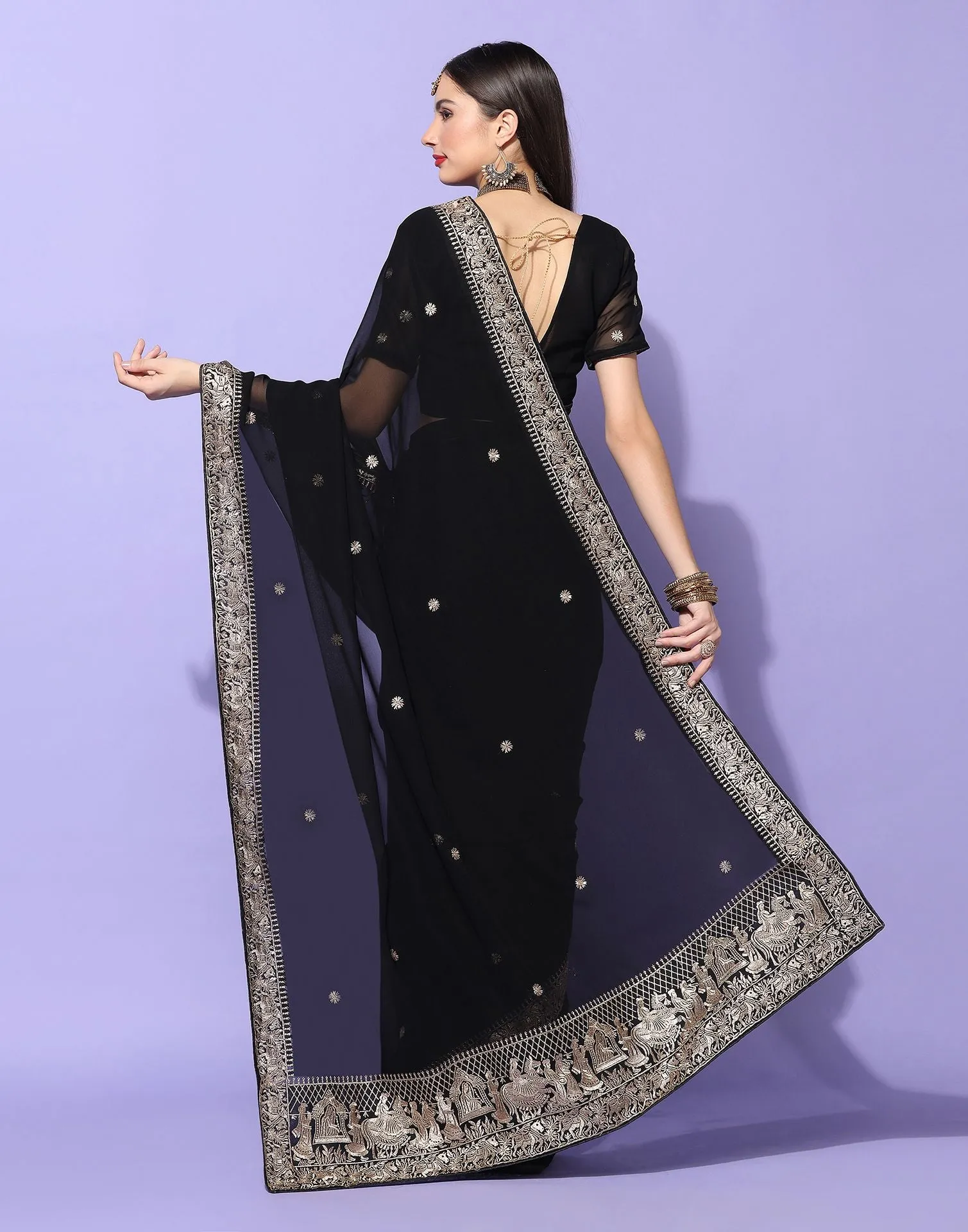 Black Embroidery Saree