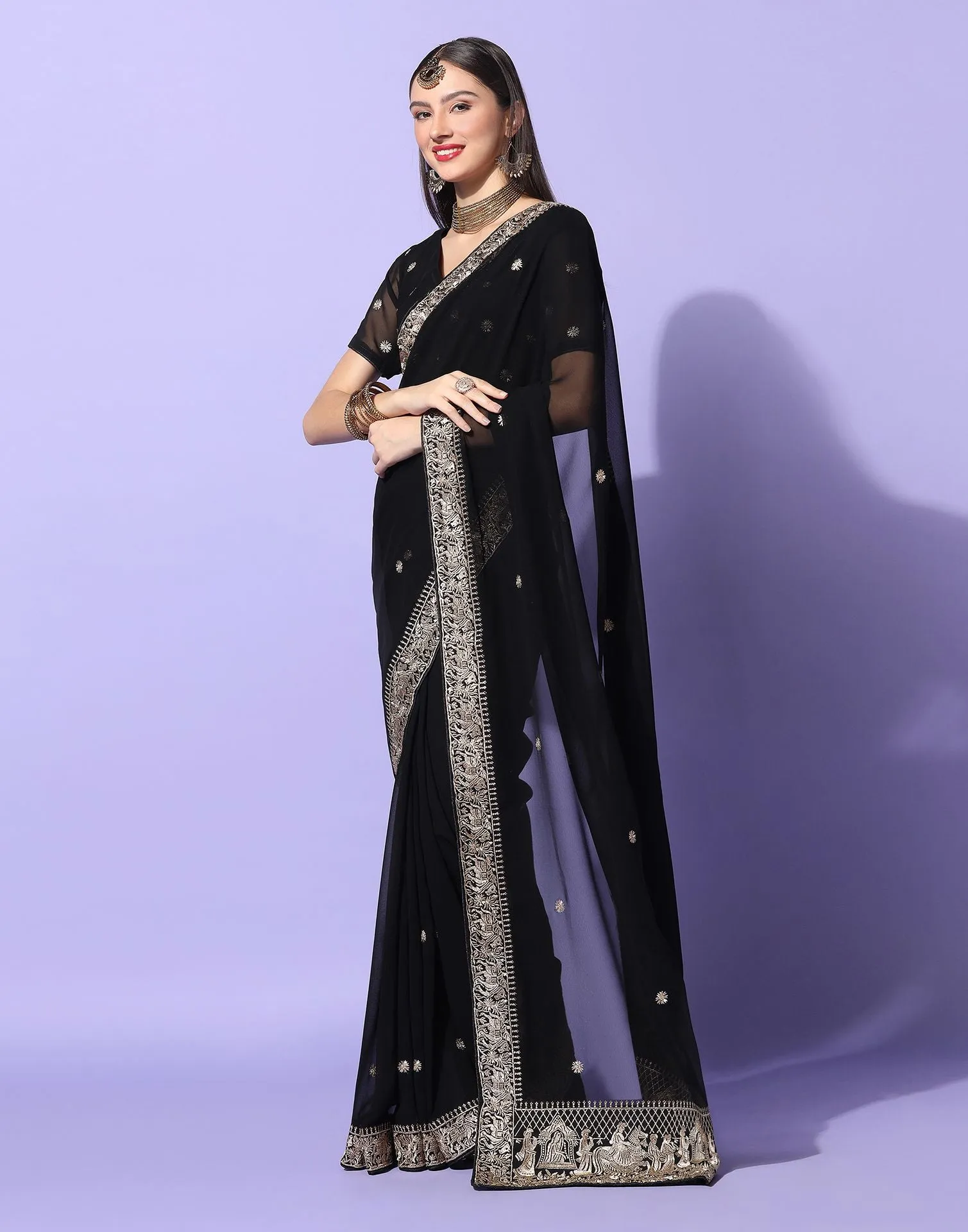 Black Embroidery Saree