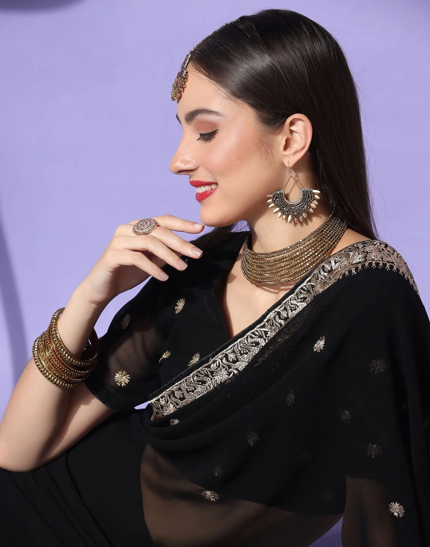 Black Embroidery Saree