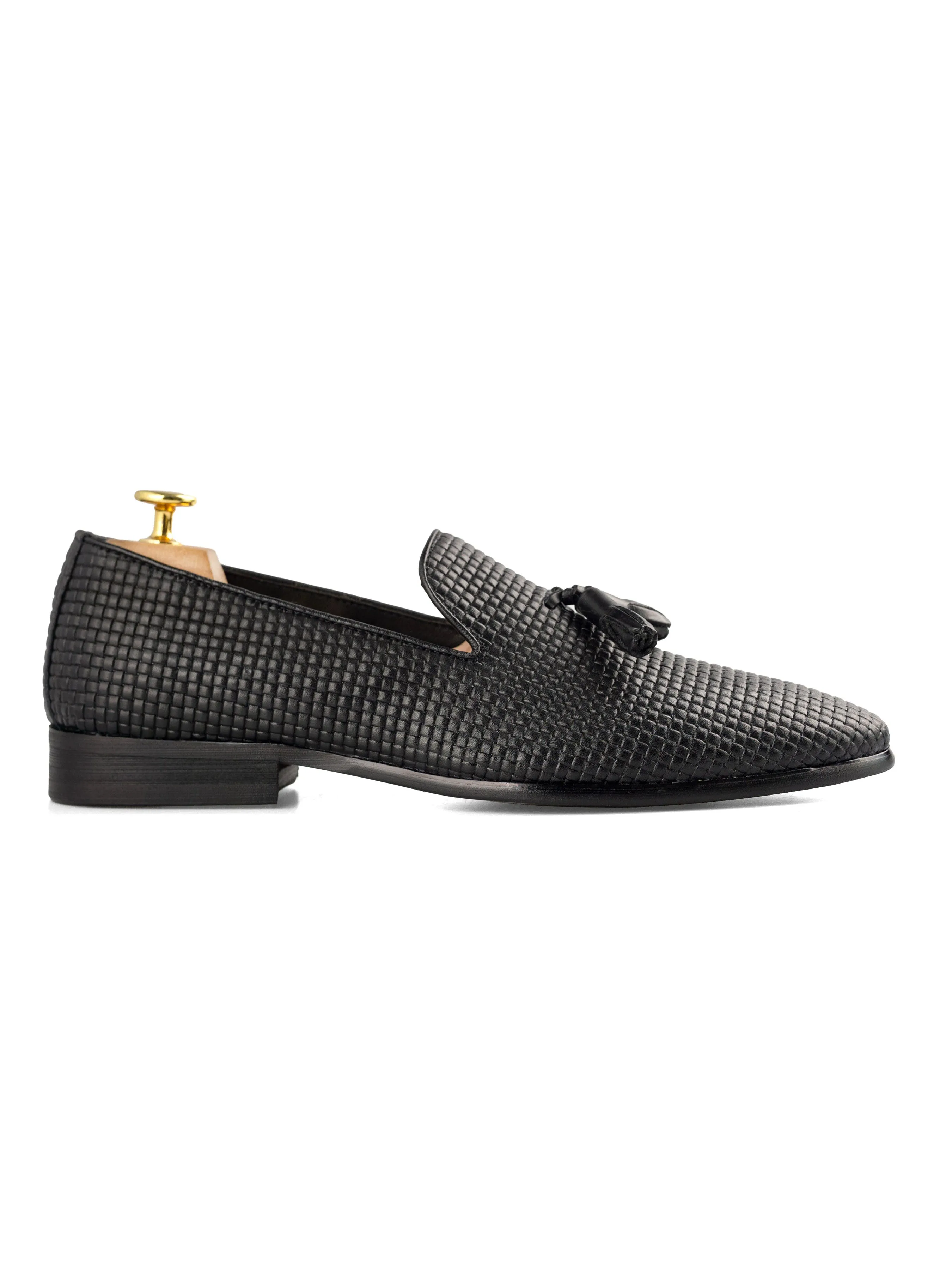 Black Leather Loafer Slipper