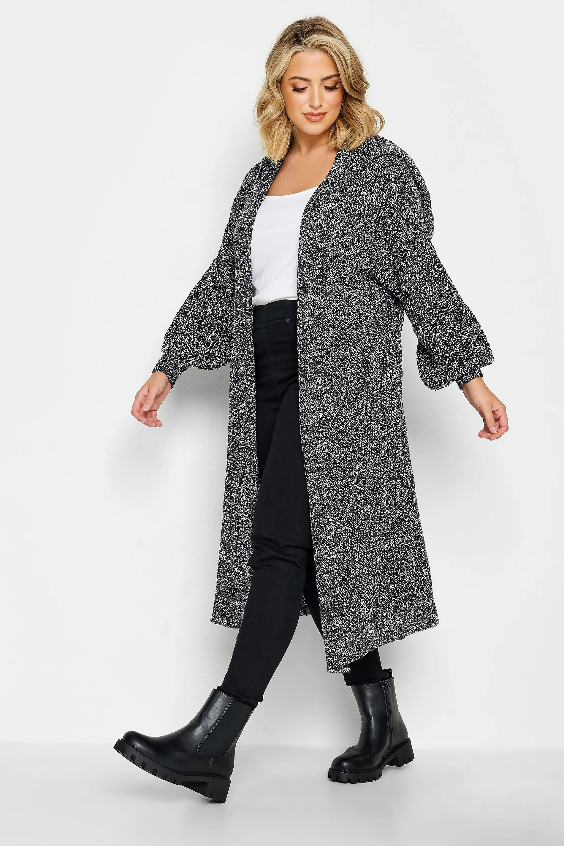 Black longline hooded cardigan - YOURS Curve