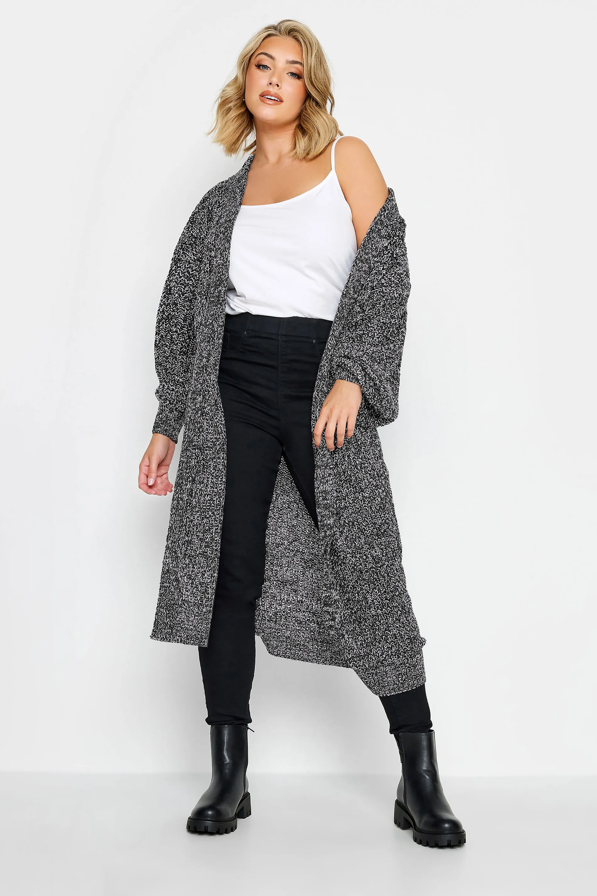 Black longline hooded cardigan - YOURS Curve