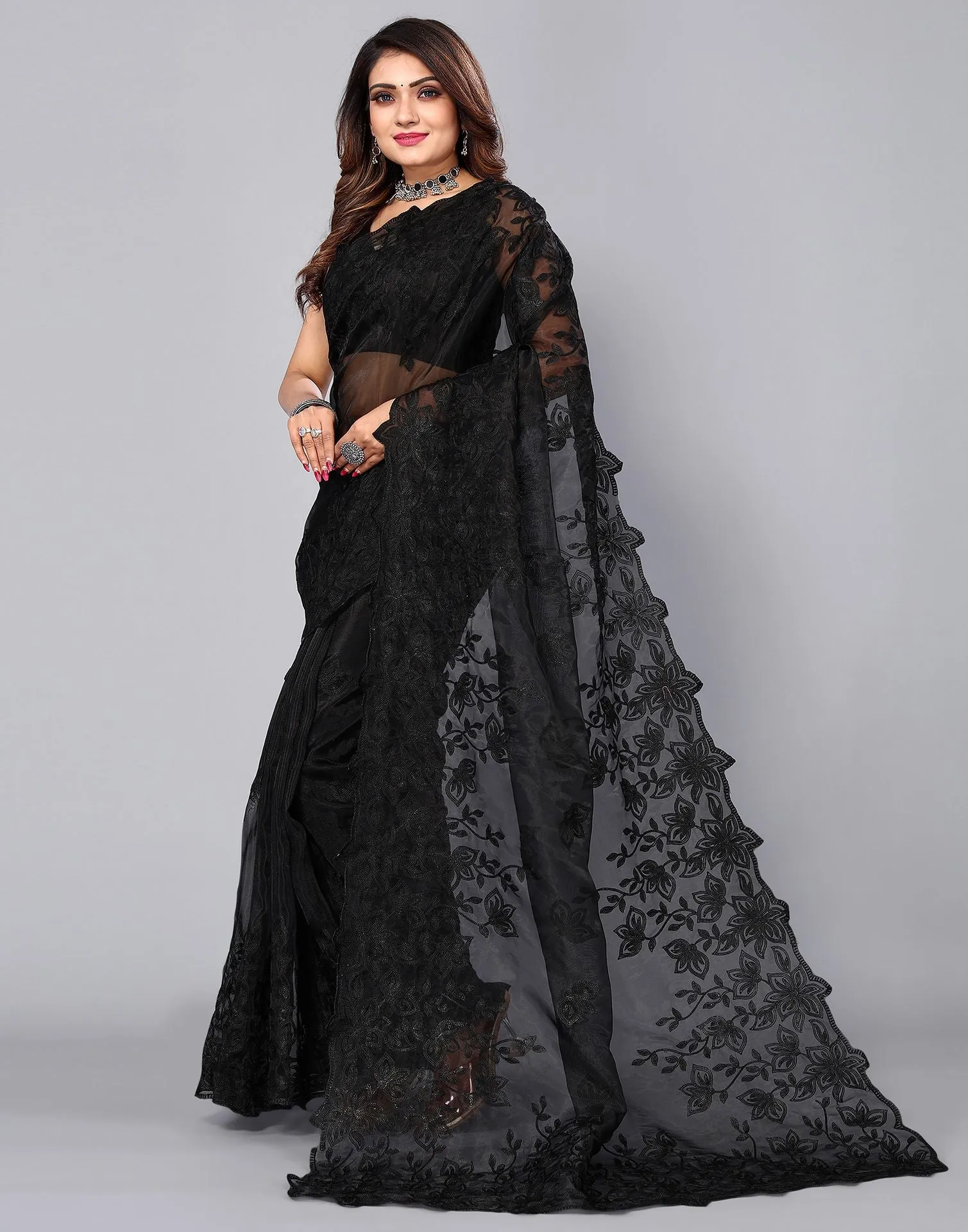 Black Organza Saree