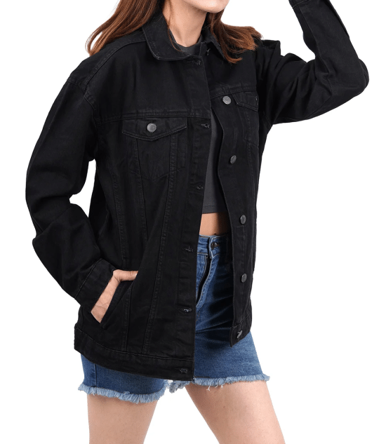 Black Oversized Denim Jacket for Women