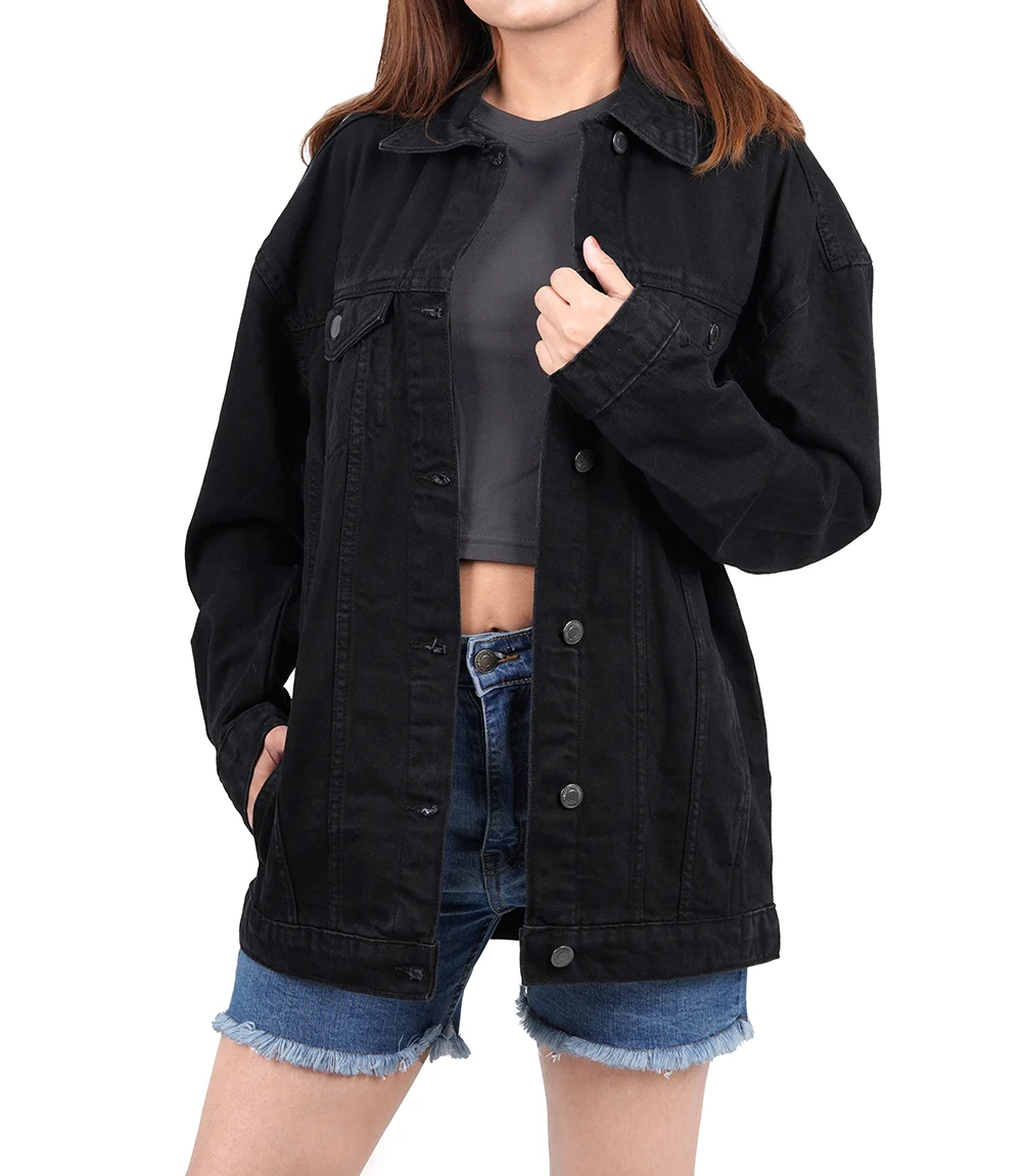 Black Oversized Denim Jacket for Women