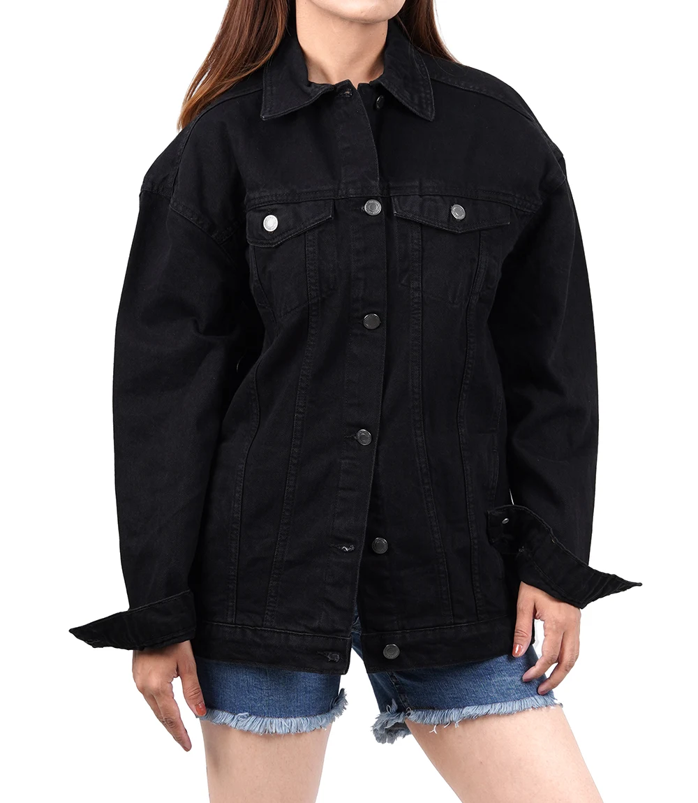 Black Oversized Denim Jacket for Women