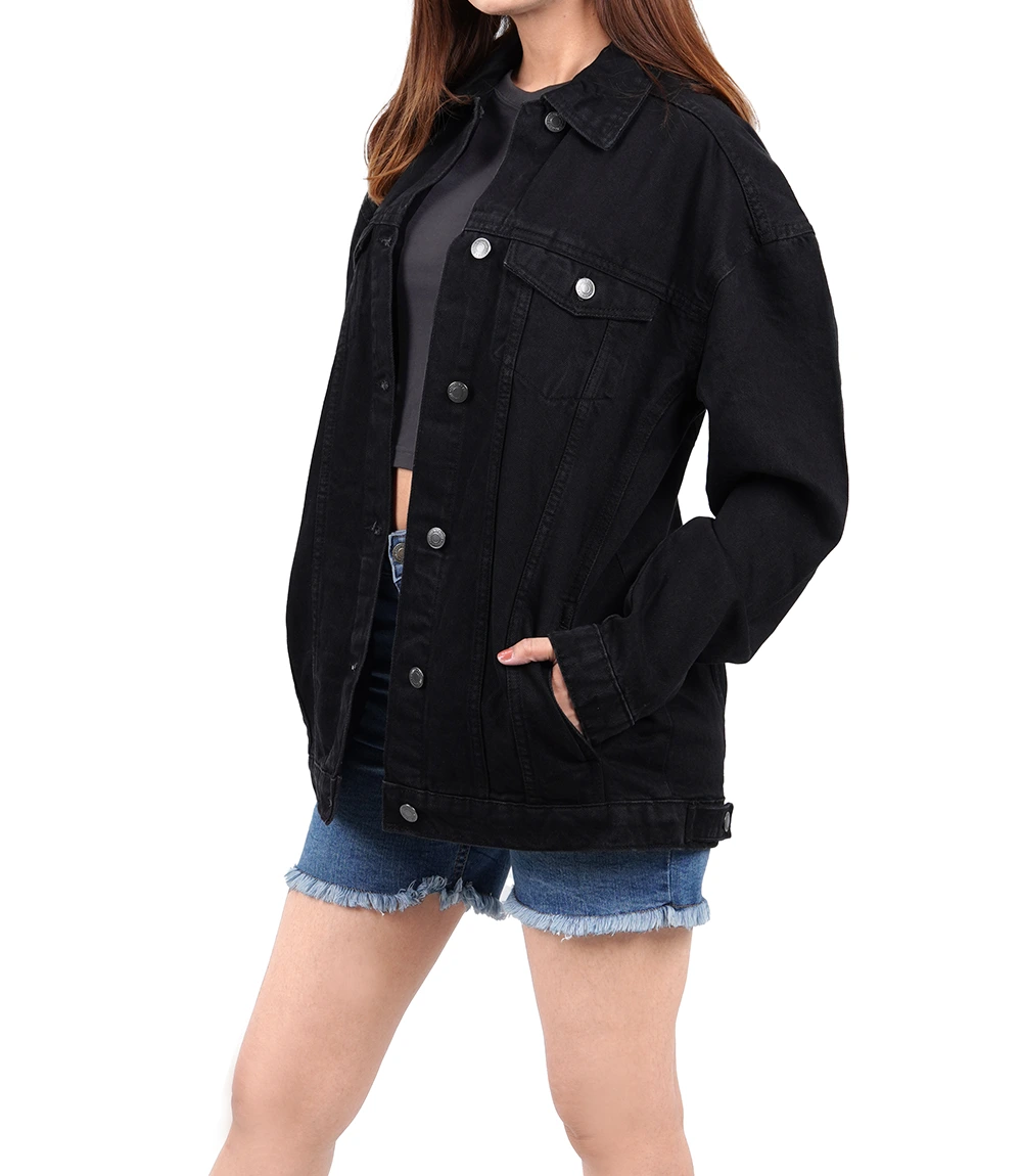 Black Oversized Denim Jacket for Women