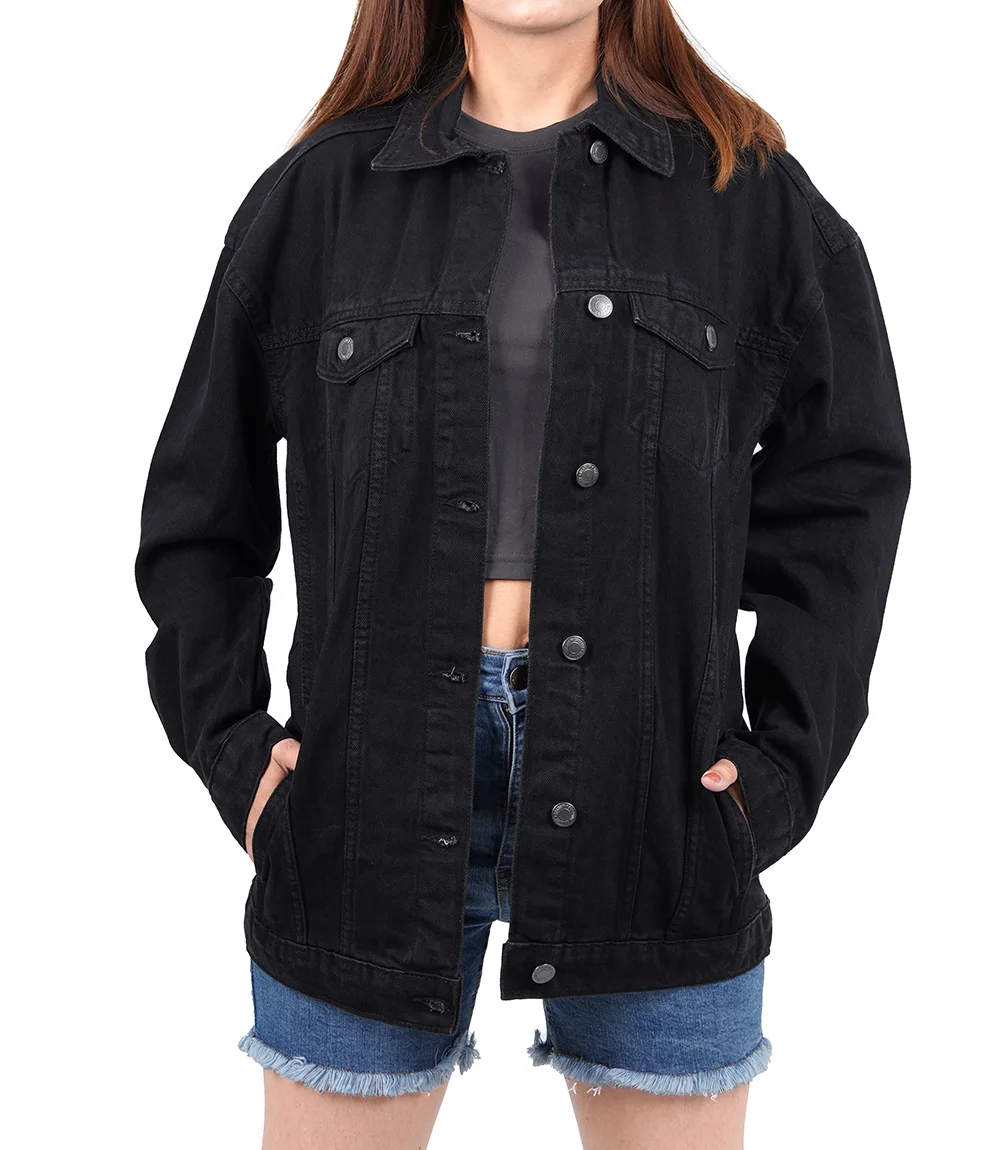 Black Oversized Denim Jacket for Women