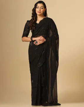 Black Sequence Saree