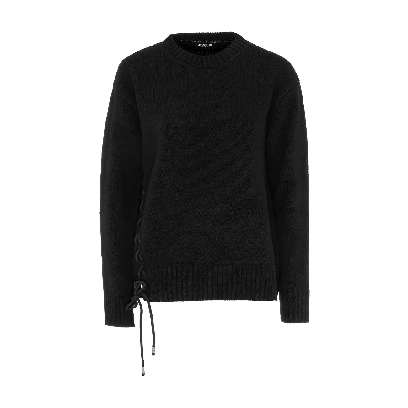 Black women's pullover with side laces - Results: Pullover with side laces in black for women.