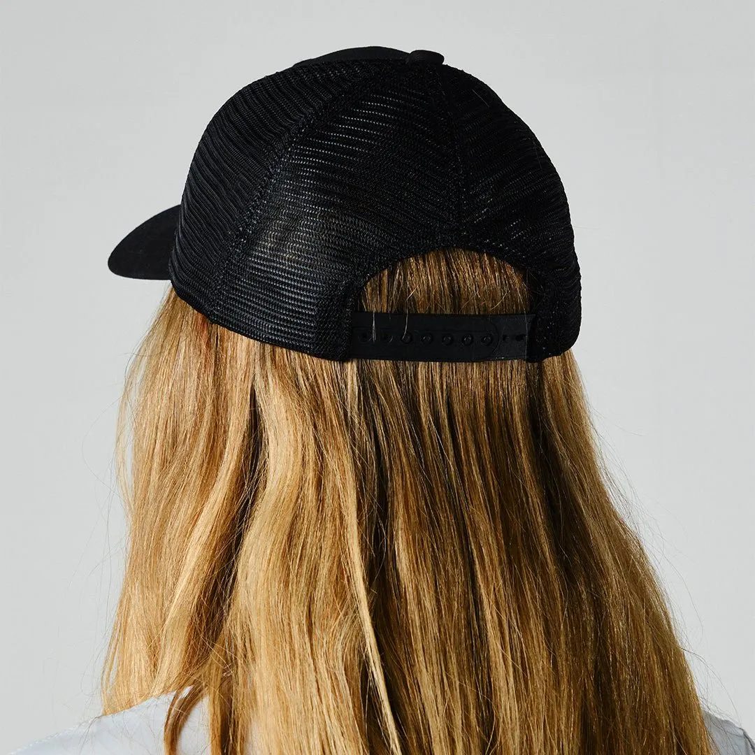 Black Women's Trucker Hat with Canopy