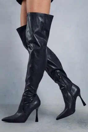 Boots | Leather Look Over The Knee Boots | MissPap