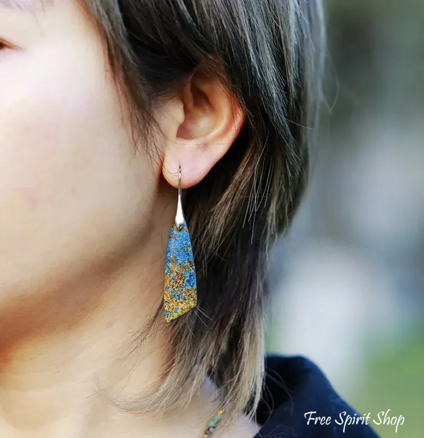 Brown and Blue Jasper Leaf Earrings