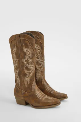 Burnished Pu Cowboy Western Boots