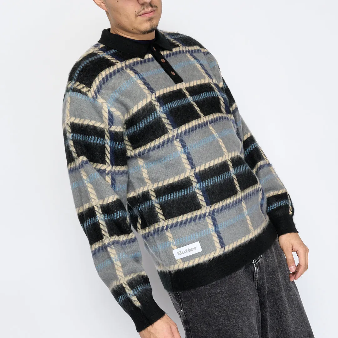 Butter Goods - Ivy Button Up Knit Sweater (Black/Grey)